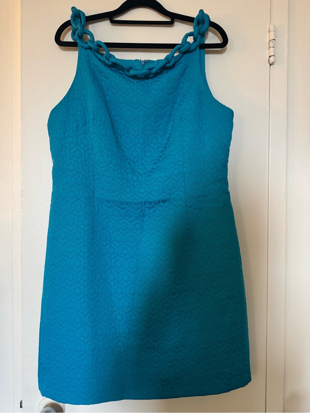 Chetta B Turquoise Braided-Strap Sleeveless Shift Dress